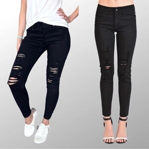 KanCan Women's Black Distressed Skinny Jeans Size 24